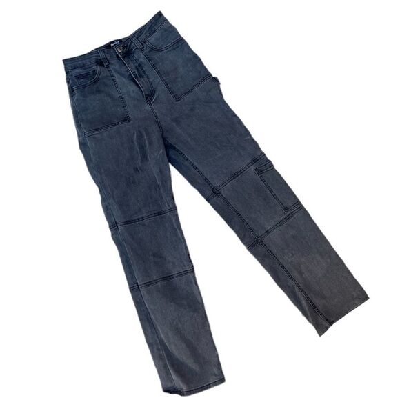 PAPAYA HIGH RISE UTILITY CARPENTER STRETCH JEANS GRAY PANTS JUNIOR SIZE 7 - Picture 1 of 11